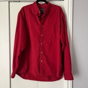 Eddie Bauer Button Down Shirt Long Sleeve Casual‎ Red Menswear L